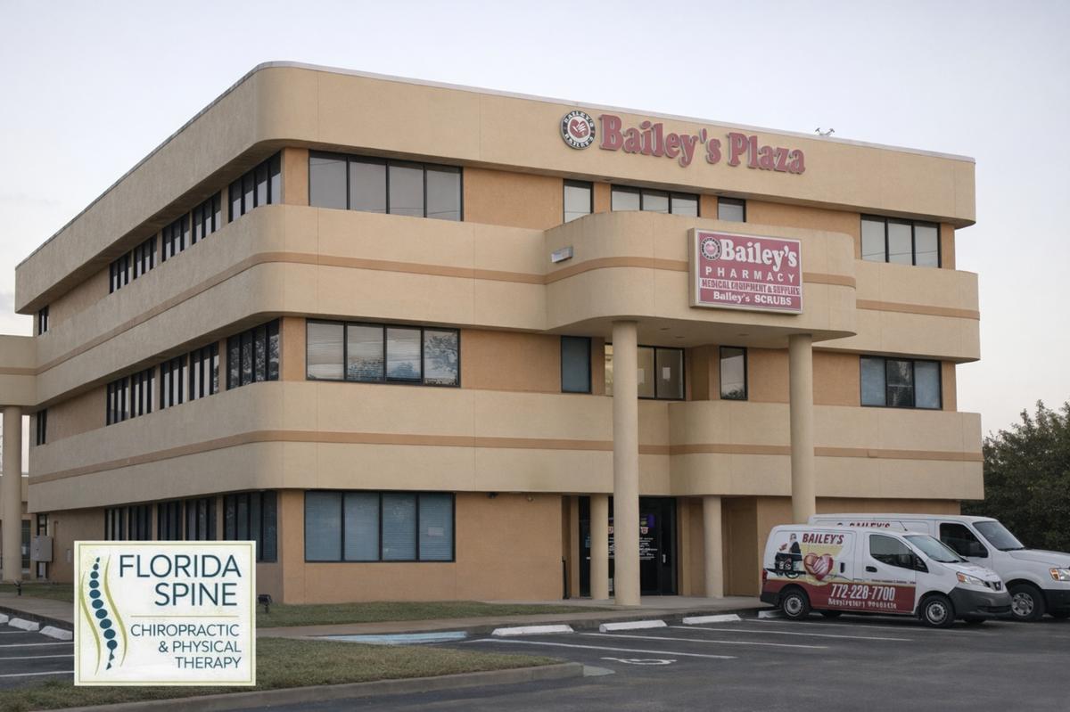 Chiropractor in Vero Beach - Relief Starts Today 2 Florida Spine Chiropractic and Physical Therapy office located in Bailey’s Plaza on U.S.-1 at 8th Street in Vero Beach, Florida.