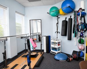 Florida Spine Chiropractic rehabilitation gym with balance and exercise equipment in Vero Beach